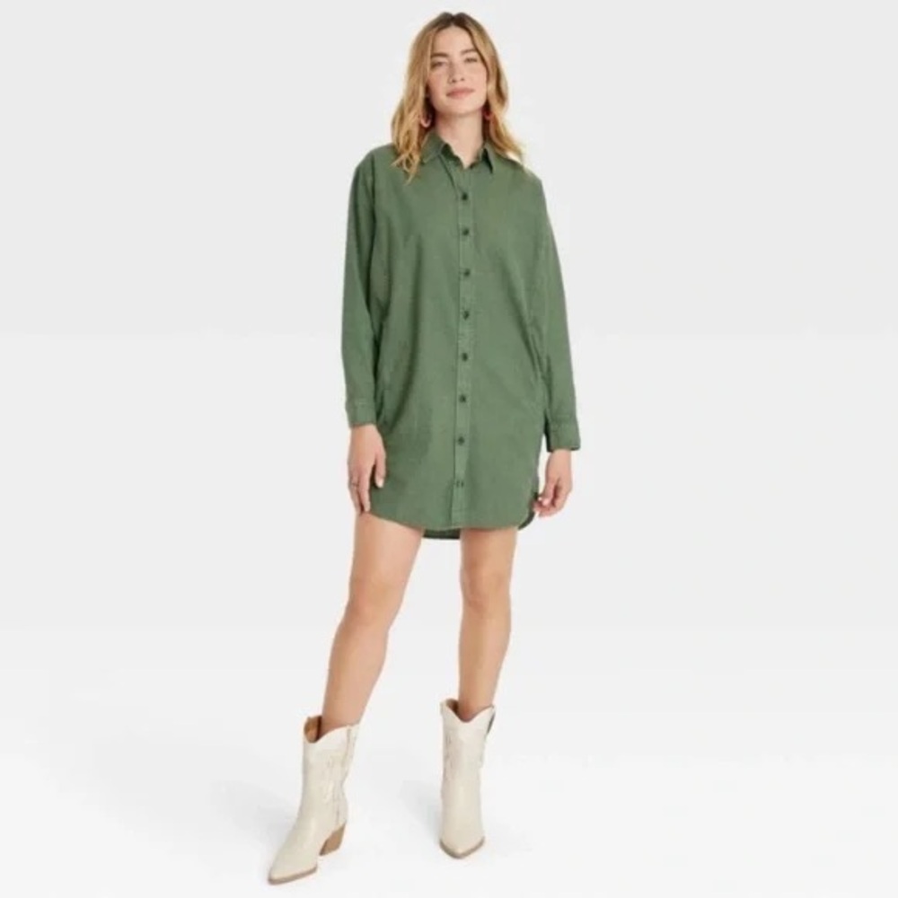 Universal Threads Green Button Down Shirt Dress Xl - image 2